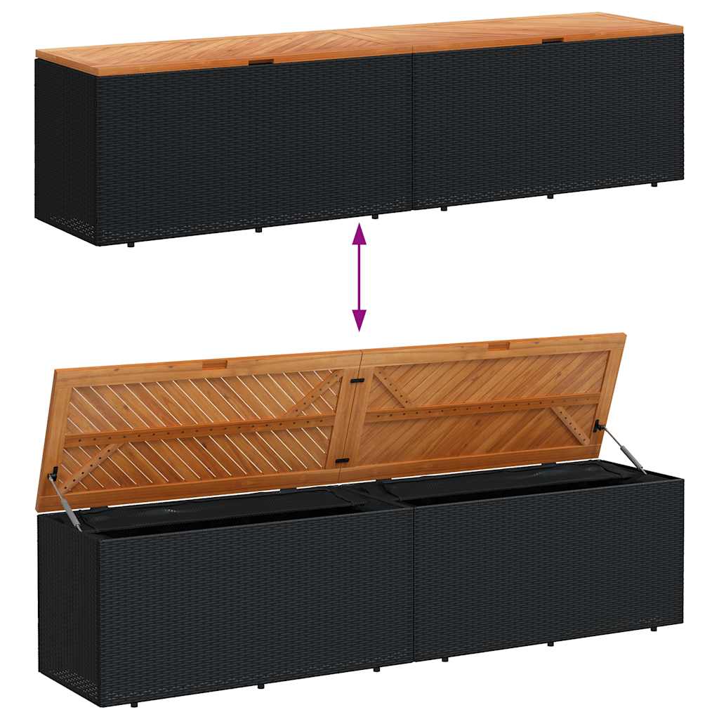 Garden Storage Box Poly Rattan Acacia Wood