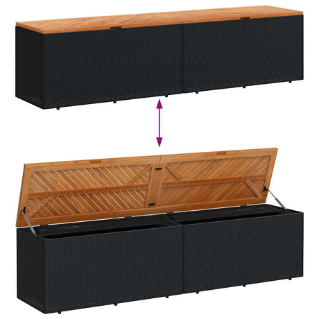 Garden Storage Box Poly Rattan Acacia Wood