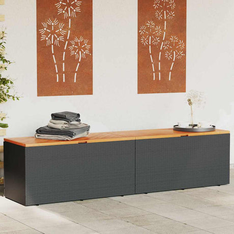 Garden Storage Box Poly Rattan Acacia Wood