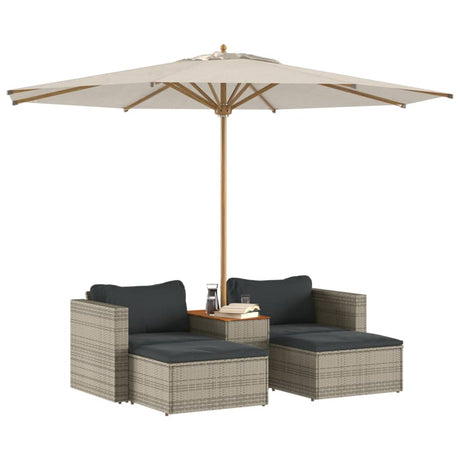 5 Piece Garden Sofa Set With Cushions Poly Rattan Acacia