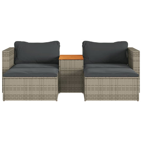 5 Piece Garden Sofa Set With Cushions Poly Rattan Acacia