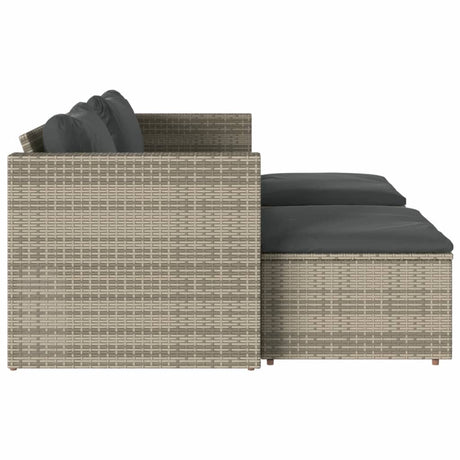 5 Piece Garden Sofa Set With Cushions Poly Rattan Acacia