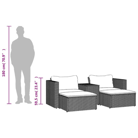 5 Piece Garden Sofa Set With Cushions Poly Rattan Acacia