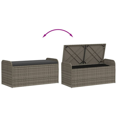 Storage Bench With Cushion Poly Rattan