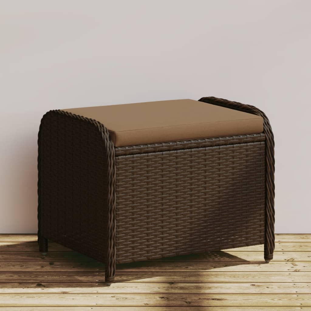Garden Stool With Cushion 58X46X46 Cm Poly Rattan