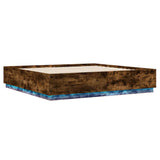 Bed Frame with LED without Mattress Smoked Oak 180x200 cm Super King
