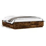 Bed Frame with LED without Mattress Smoked Oak 180x200 cm Super King