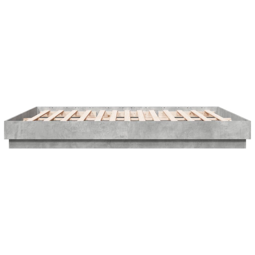 Bed Frame with LED without Mattress Concrete Grey 200x200 cm