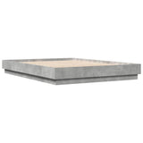 Bed Frame with LED without Mattress Concrete Grey 150x200 cm King Size
