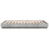 Bed Frame with LED without Mattress Concrete Grey 150x200 cm King Size