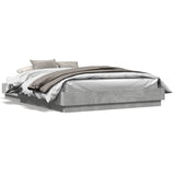 Bed Frame with LED without Mattress Concrete Grey 150x200 cm King Size