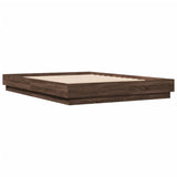 Bed Frame with LED without Mattress Brown Oak 150x200 cm King Size