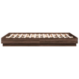 Bed Frame with LED without Mattress Brown Oak 150x200 cm King Size