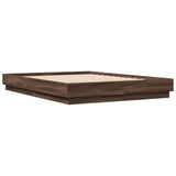 Bed Frame with LED without Mattress Brown Oak 150x200 cm King Size