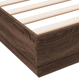 Bed Frame with LED without Mattress Brown Oak 150x200 cm King Size