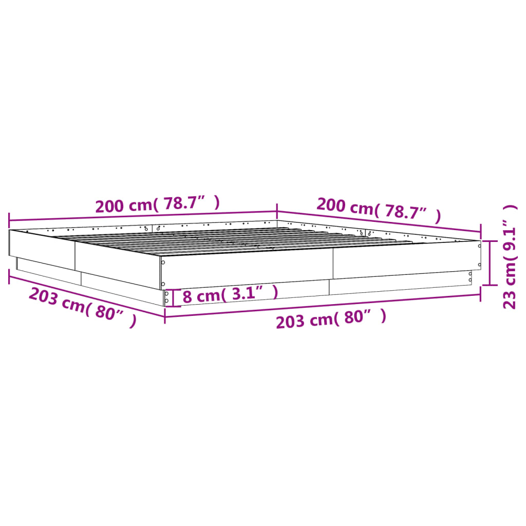 Bed Frame without Mattress Concrete Grey 200x200 cm