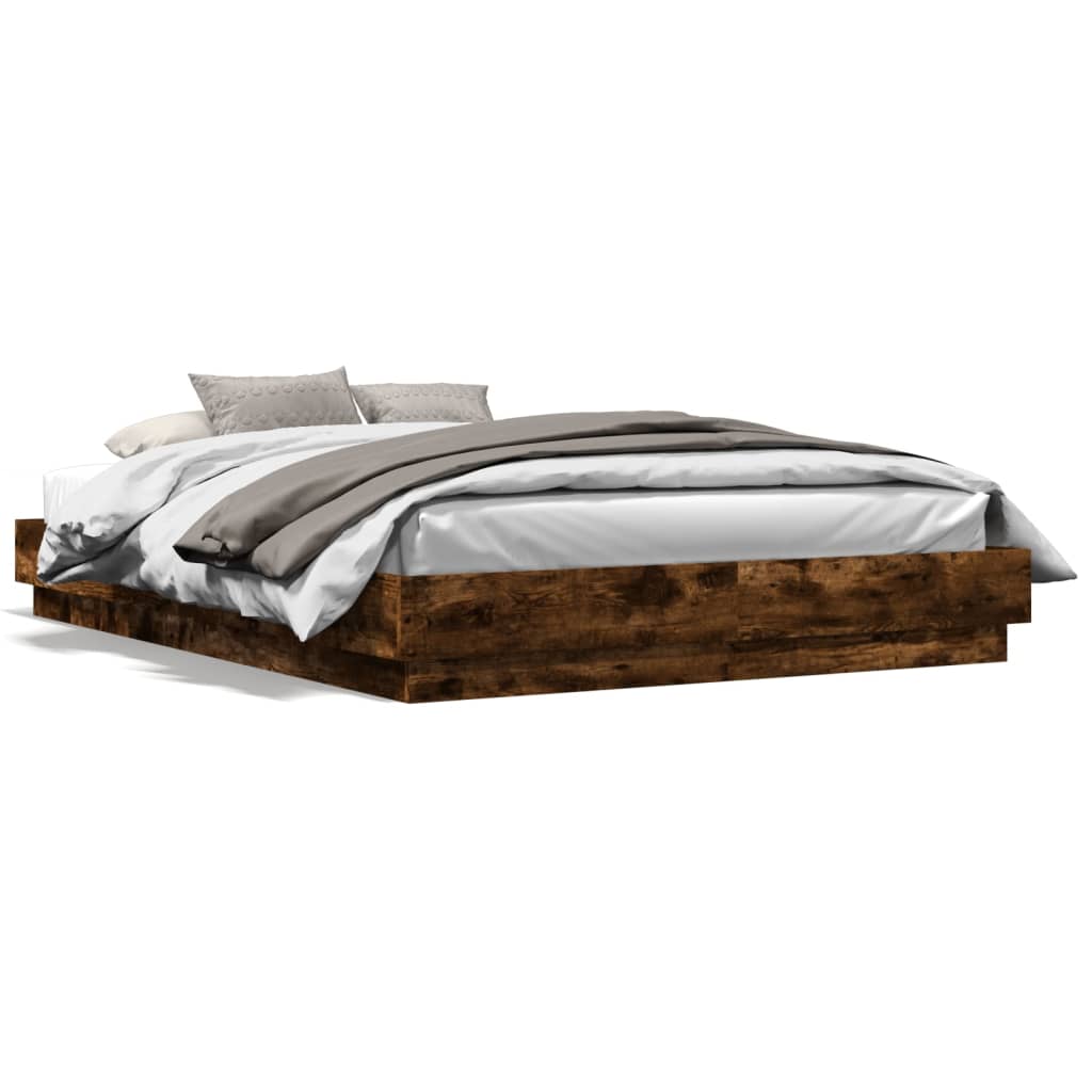 Bed Frame without Mattress Smoked Oak 160x200 cm