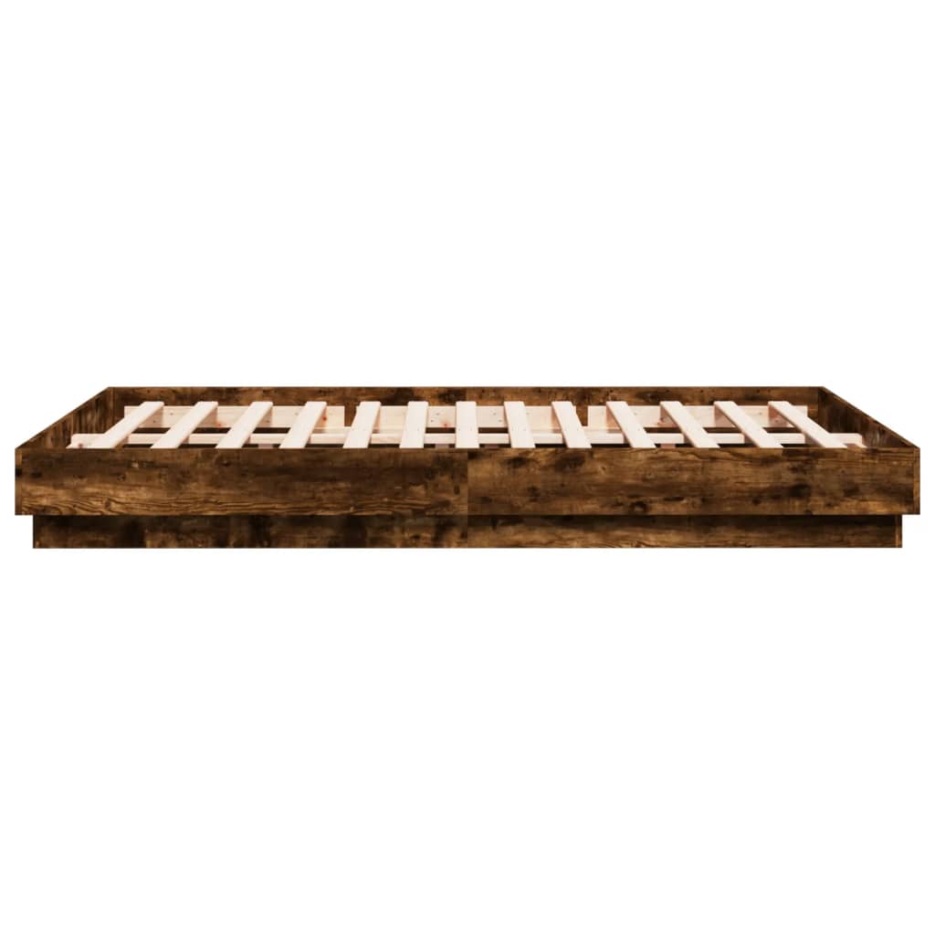 Bed Frame without Mattress Smoked Oak 160x200 cm