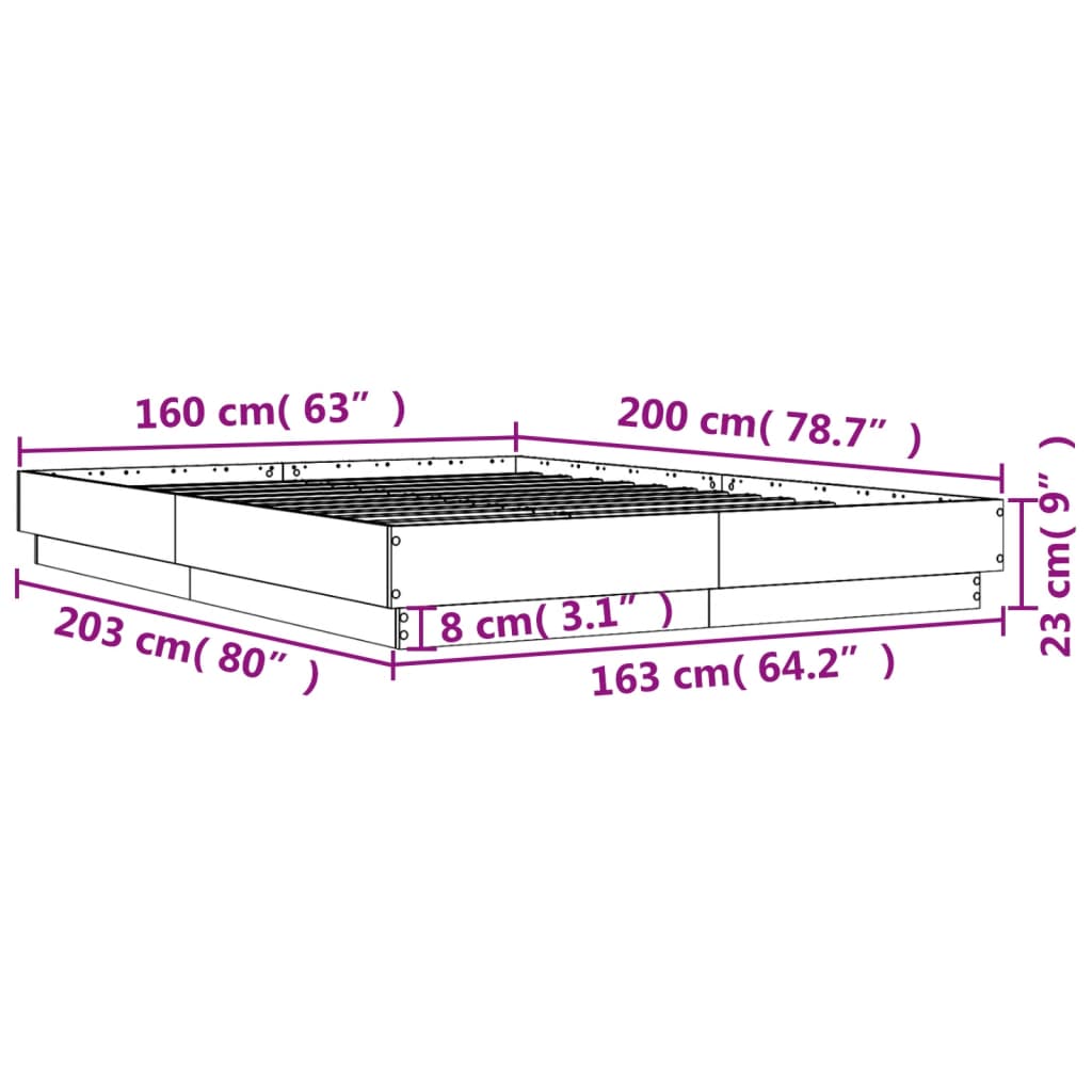 Bed Frame without Mattress Smoked Oak 160x200 cm