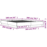 Bed Frame without Mattress Smoked Oak 160x200 cm