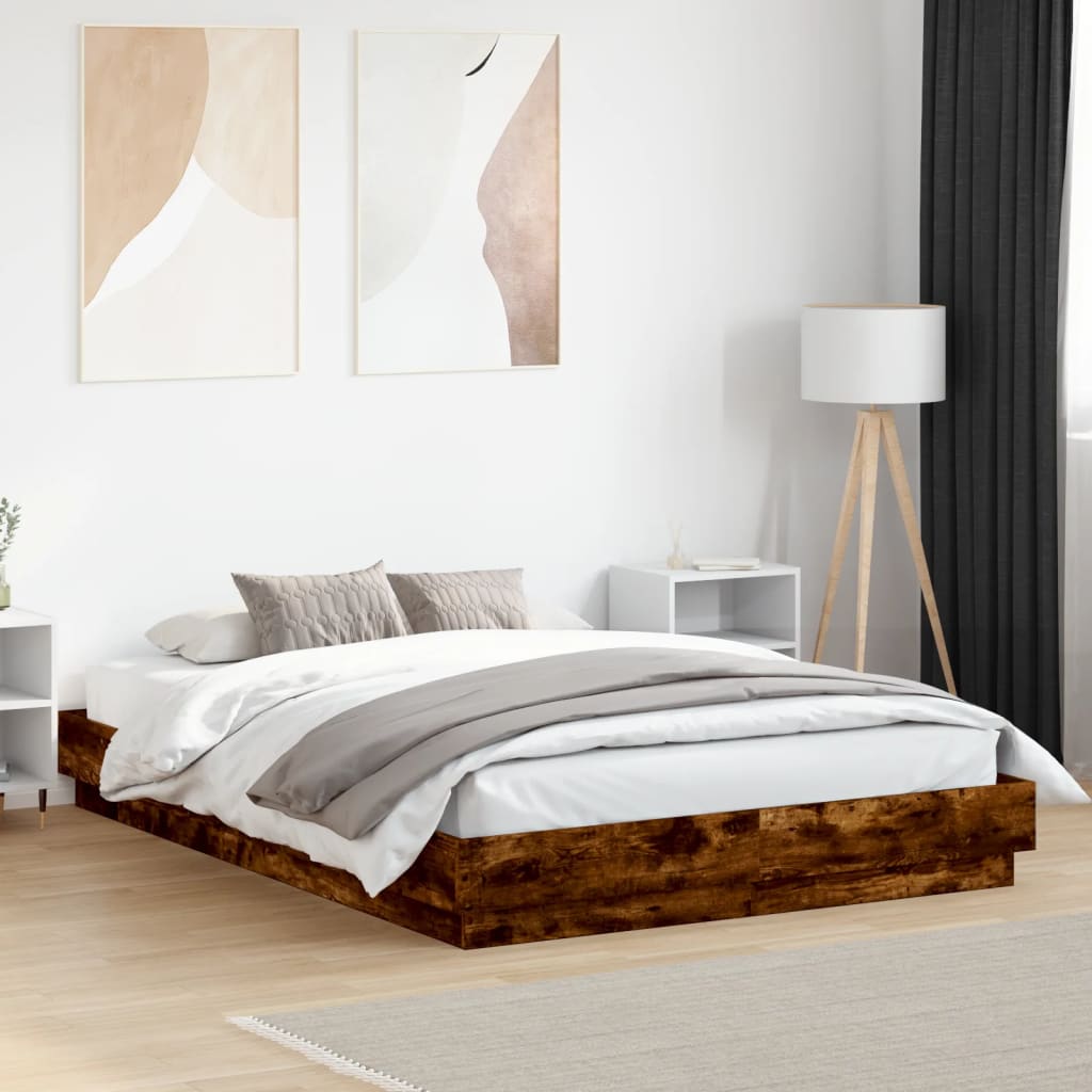 Bed Frame without Mattress Smoked Oak 160x200 cm
