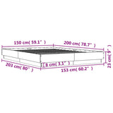 Bed Frame without Mattress Smoked Oak 150x200 cm King Size
