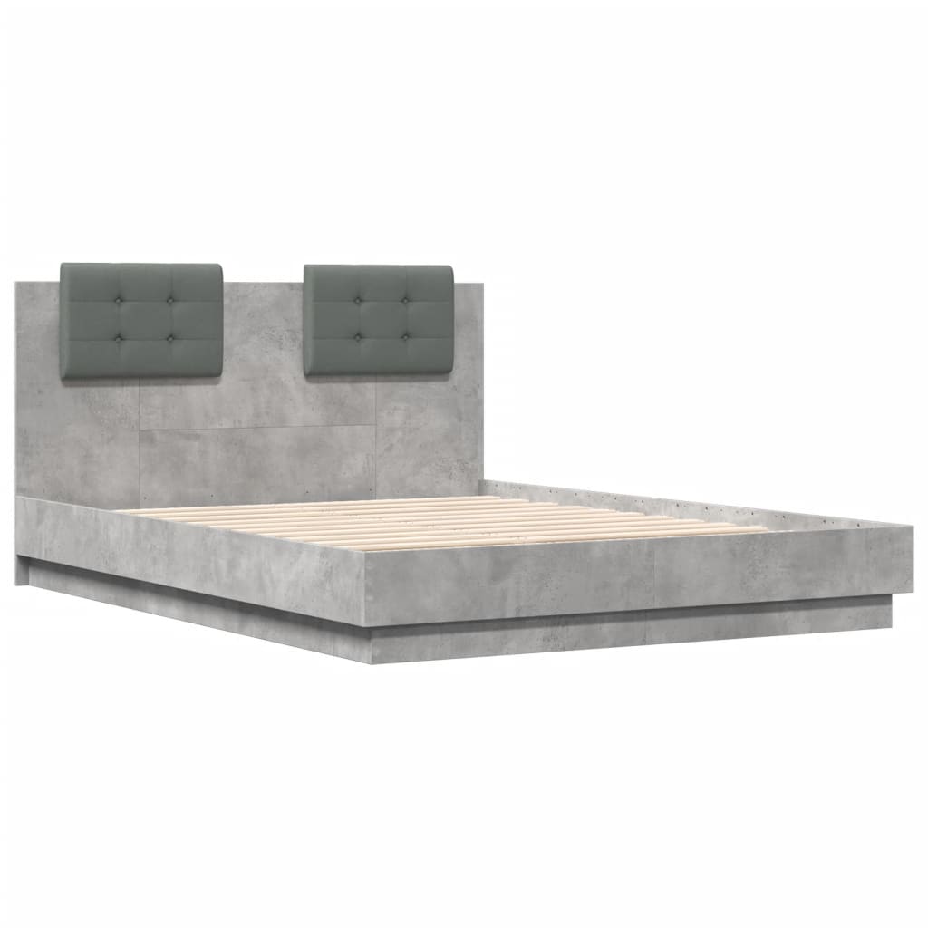 Bed Frame without Mattress Concrete Grey 120x190 cm Small Double