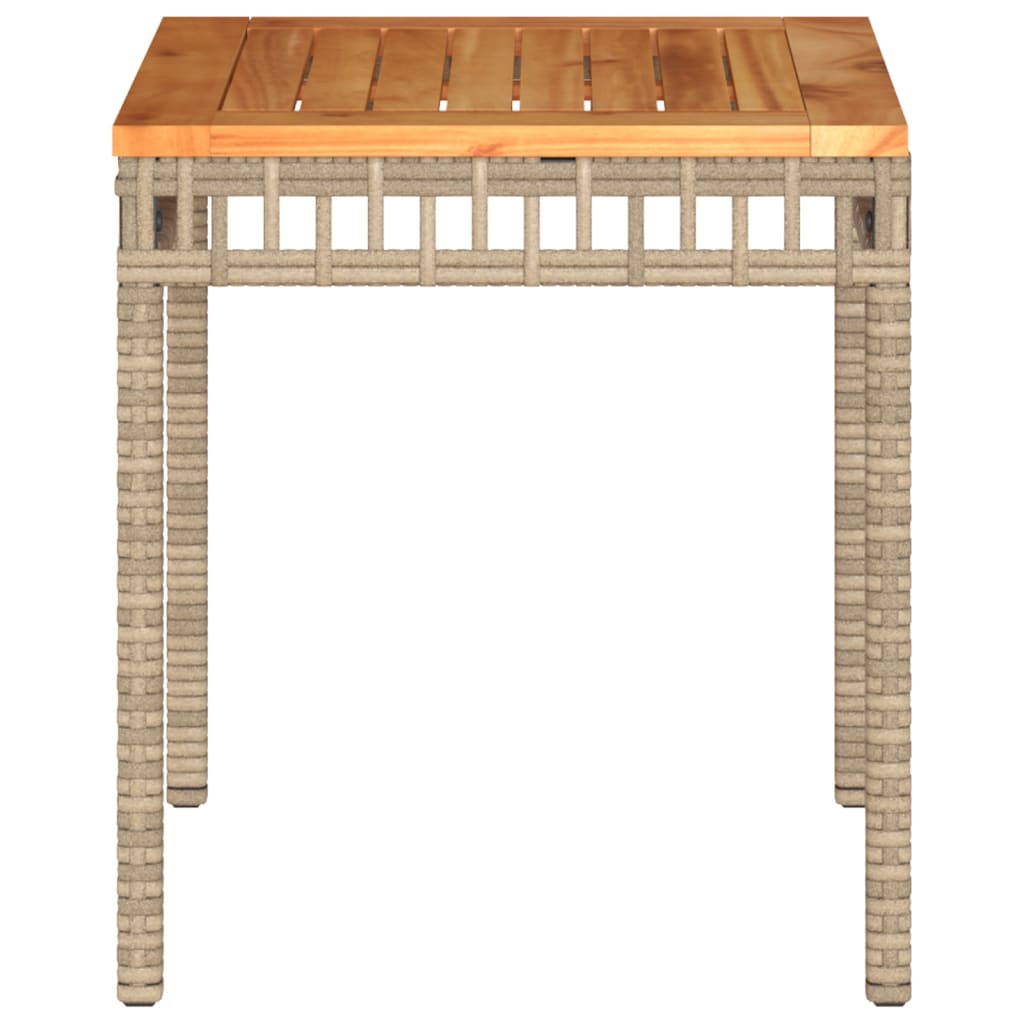 Garden Table 38X38X42 Cm Poly Rattan Acacia Wood