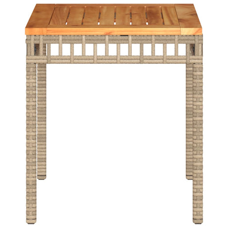 Garden Table 38X38X42 Cm Poly Rattan Acacia Wood