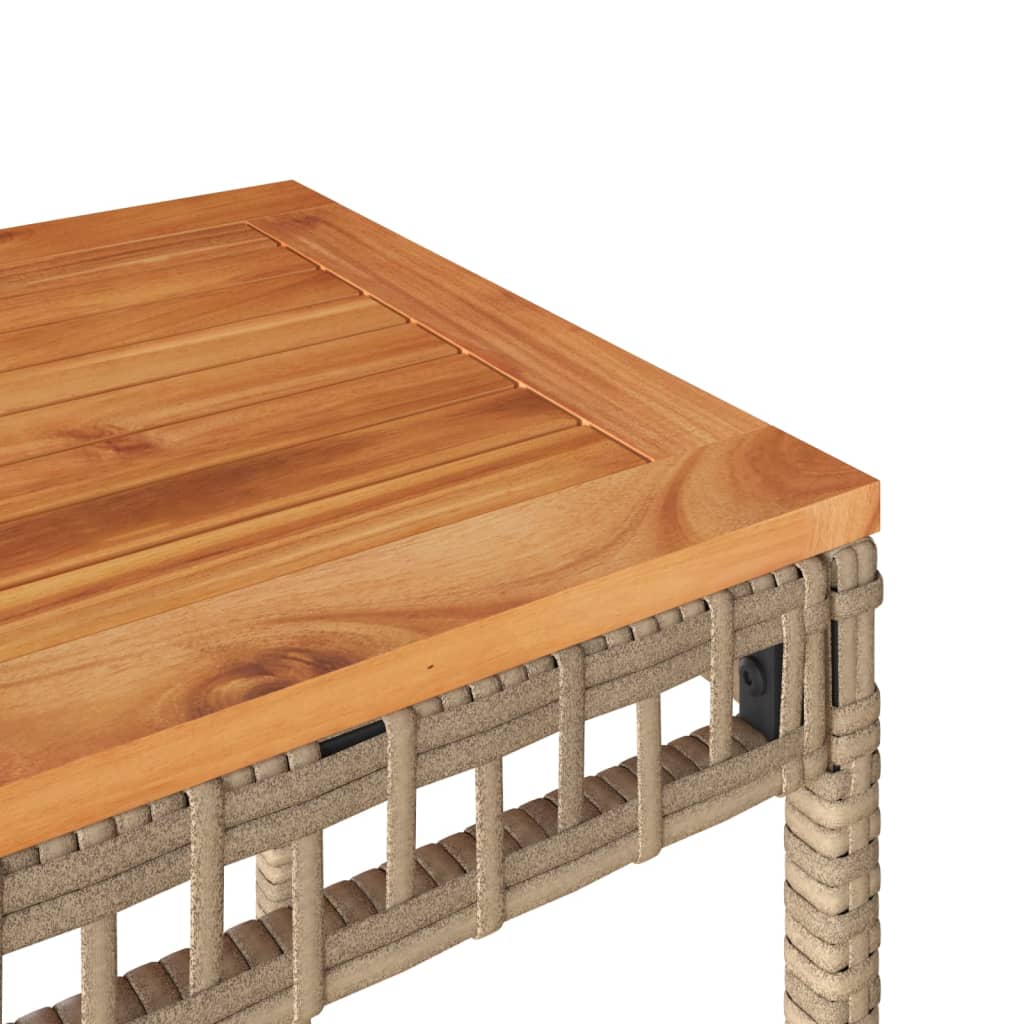 Garden Table 38X38X42 Cm Poly Rattan Acacia Wood