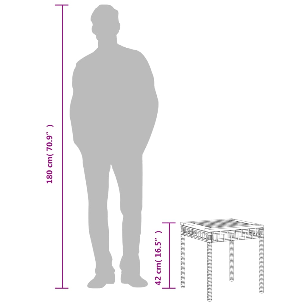 Garden Table 38X38X42 Cm Poly Rattan Acacia Wood