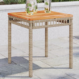 Garden Table 38X38X42 Cm Poly Rattan Acacia Wood