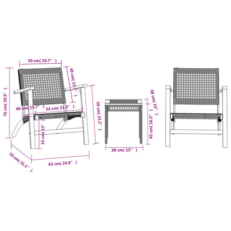 3 Piece Bistro Set Poly Rattan And Solid Wood Acacia