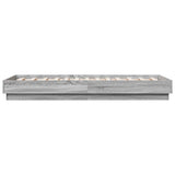 Bed Frame without Mattress with LED Lights Grey Sonoma 75x190 cm Small Single