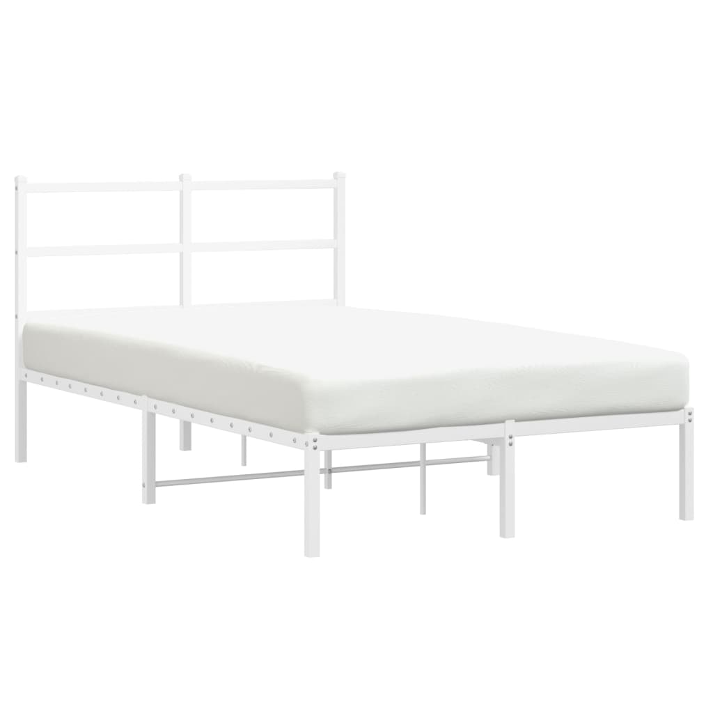 Metal Bed Frame without Mattress with Headboard White 120x200cm