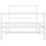 Metal Bed Frame without Mattress with Footboard White 100x190cm