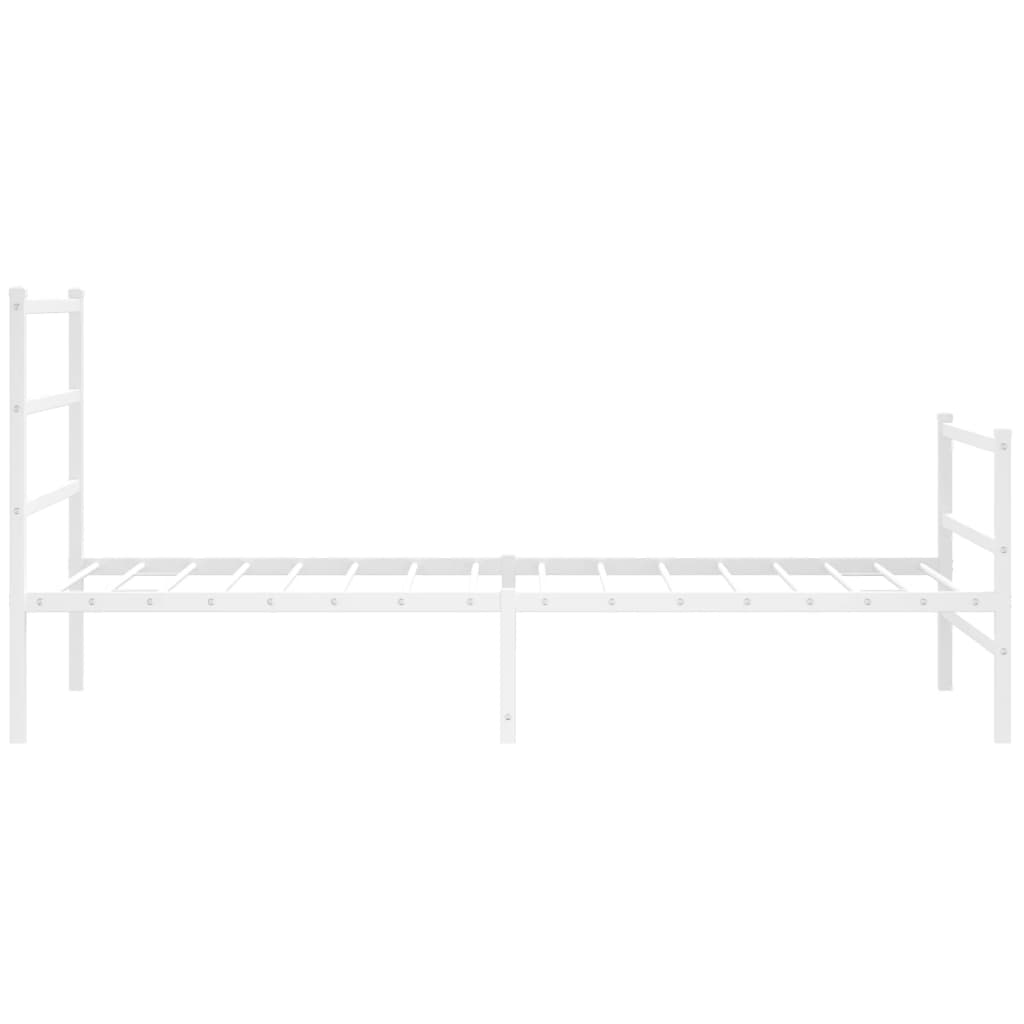 Metal Bed Frame without Mattress with Footboard White 100x190cm
