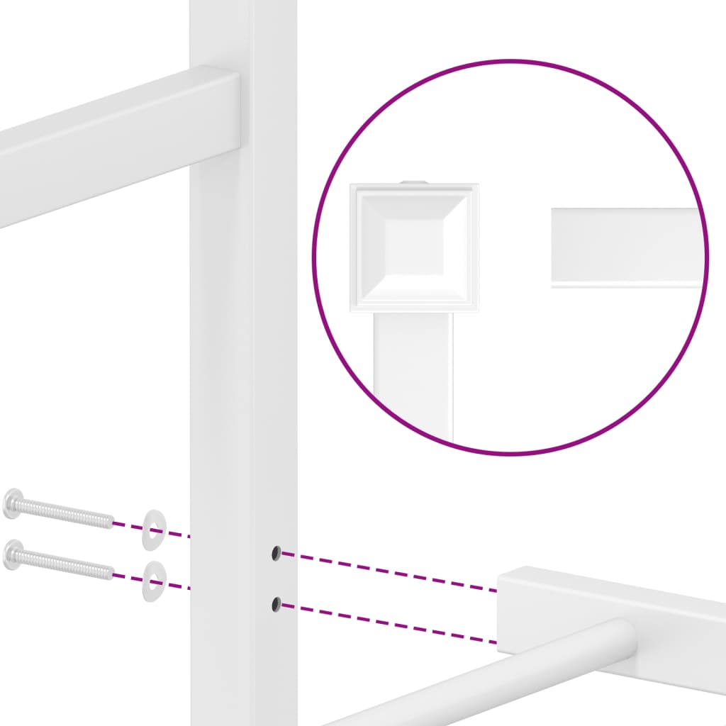 Metal Bed Frame without Mattress with Footboard White 100x190cm