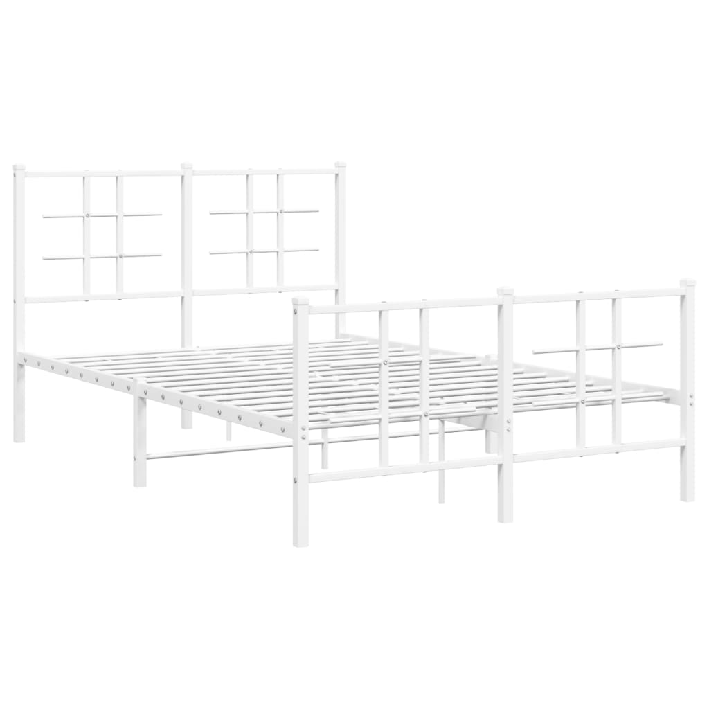 Metal Bed Frame without Mattress with Footboard White 120x190cm
