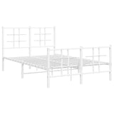 Metal Bed Frame without Mattress with Footboard White 120x190cm