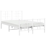 Metal Bed Frame without Mattress with Footboard White 120x190cm