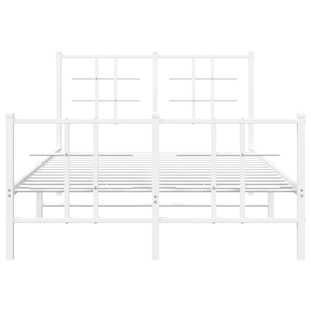 Metal Bed Frame without Mattress with Footboard White 120x190cm
