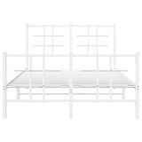 Metal Bed Frame without Mattress with Footboard White 120x190cm