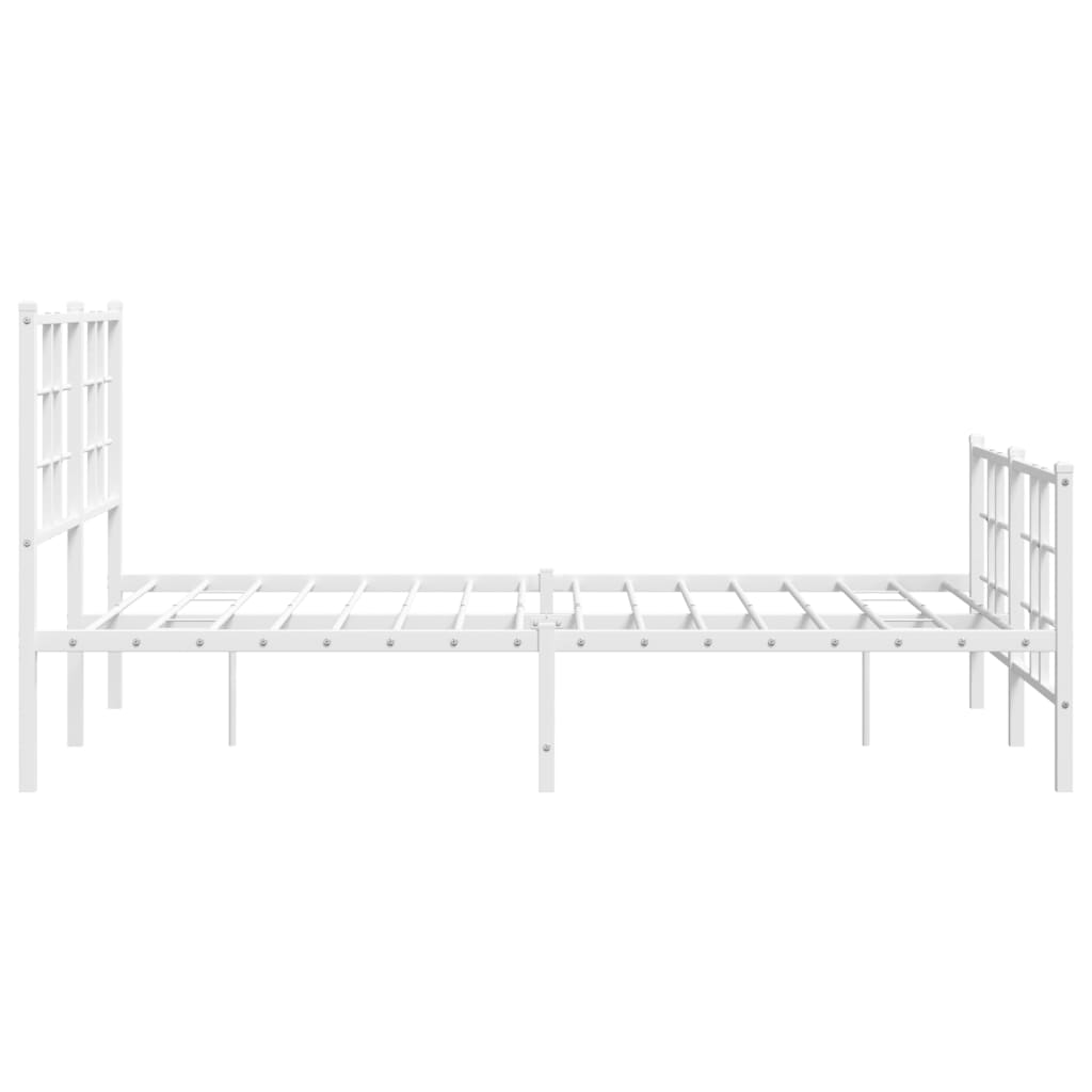 Metal Bed Frame without Mattress with Footboard White 120x190cm
