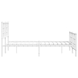 Metal Bed Frame without Mattress with Footboard White 120x190cm