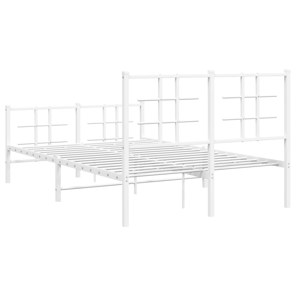 Metal Bed Frame without Mattress with Footboard White 120x190cm