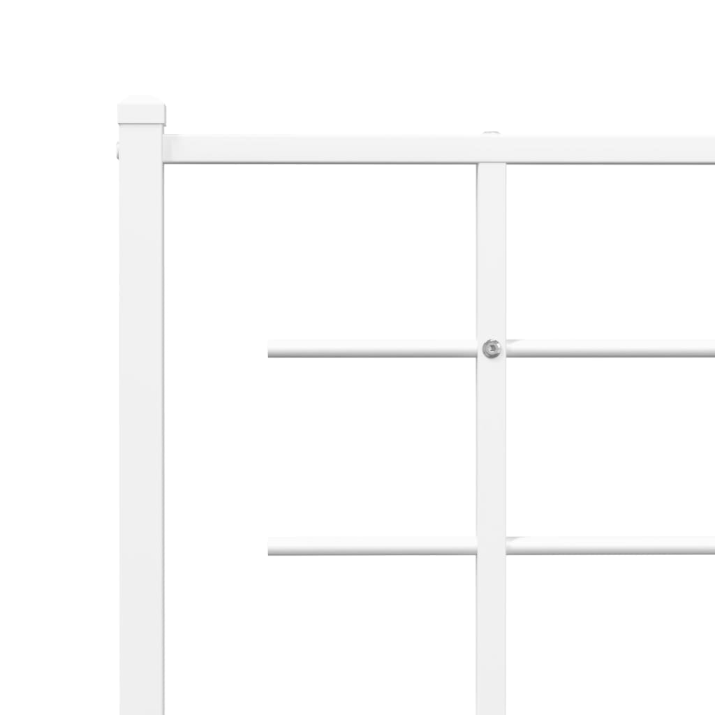 Metal Bed Frame without Mattress with Footboard White 120x190cm
