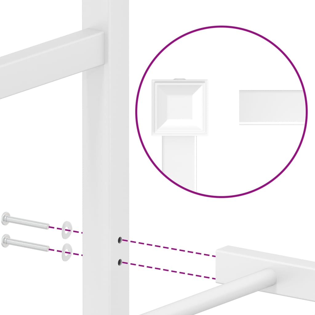 Metal Bed Frame without Mattress with Footboard White 120x190cm