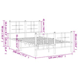 Metal Bed Frame without Mattress with Footboard White 120x190cm
