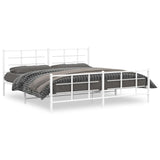 Metal Bed Frame without Mattress with Footboard White 200x200cm